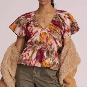 Anthropologie Painterly Open-Back Blouse Love The Label top